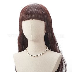 天然カウリーシェルと合成ターコイズを編み込んだ女性用ビーズネックレス  ブラック  内径：12.20~23.62インチ（31~60cm）&nbsp;NJEW-JN04253-02