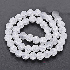 クラックガラスビーズ連売り  艶消し  ラウンド  透明  8mm  穴：1.2mm  約50~51個/連  15.35インチ（39cm）&nbsp;GLAA-S192-D-008A