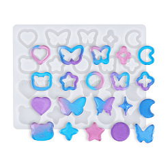 Butterfly/Heart/Star Linking Ring & Cabochon DIY Silhouette Silicone Molds&nbsp;SIMO-PW0021-01