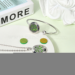 1Pc Stainless Steel Open Cuff Bangles & 1Pc Stainless Steel Pendant Neclace&nbsp;AJEW-SC0004-06E