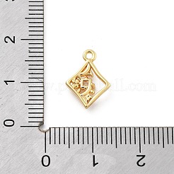真鍮製マイクロパヴェキュービックジルコニアペンダント  菱形  3.5x10x2.5mm  穴：1.2mm&nbsp;KK-H511-01G-03