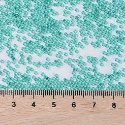 MIYUKIラウンドロカイユビーズ  日本製シードビーズ  （rr3742)ファンシーライニングティールグリーン  15/0  1.5mm  穴：0.7mm  約27777個/50g&nbsp;SEED-X0056-RR3742