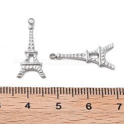 304ステンレスペンダント  エッフェル塔の魅力  変色防止  ステンレス鋼色  22x10x2mm  穴：1.5mm&nbsp;STAS-Z121-35P