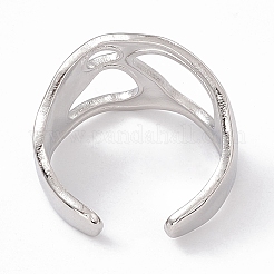 Non-Tarnish 304 Stainless Steel Wide Hollow Open Cuff Ring for Women&nbsp;RJEW-G275-03P