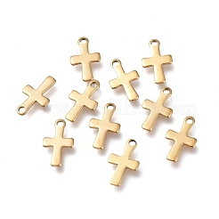 Ion Plating(IP) 304 Stainless Steel Tiny Cross Charms&nbsp;STAS-E104-34G
