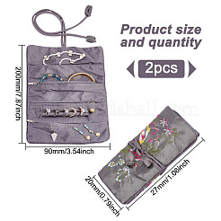 2Pcs Retro Rectangle Silk Zipper Roll Pouches&nbsp;ABAG-GO0001-02A