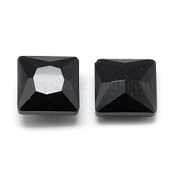 ポイントガラスラインストーンカボション  バックメッキ  多面カット  正方形  ブラック  8x8x3.5mm&nbsp;RGLA-T027-8x8mm-23