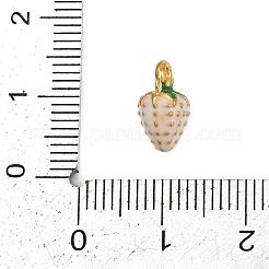 304ステンレススチールエナメルチャーム  ストロベリーチャーム  ゴールドカラー  ホワイト  11x6mm  穴：1.2mm&nbsp;STAS-P402-02D-02