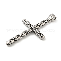 316サージカルステンレススチール製ビッグペンダント  クロスチャーム  宗教  アンティークシルバー  55x32.5x8mm  穴：7mm&nbsp;STAS-Z073-67AS-01
