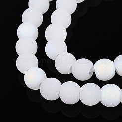 Frosted Imitation Jade Glass Beads Strands&nbsp;GLAA-T032-J6mm-MBB01