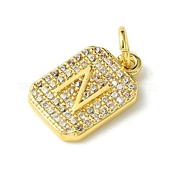 Rack Plating Brass Micro Pave Clear Cubic Zirconia Charms&nbsp;KK-G501-01N-G