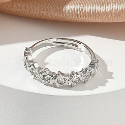 Adjustable Brass Micro Pave Cubic Zirconia Finger Rings&nbsp;RJEW-C163-16P