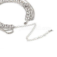 Brass Full Rhinestone Flat Round Tassel Y Necklaces for Women&nbsp;NJEW-M104-01S-02
