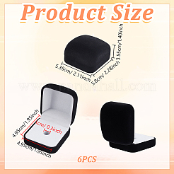 ベルベットのブローチ付きプラスチックカバーの梱包箱  正方形  ホワイト  5.8x5.35x3.55cm&nbsp;VBOX-WH0012-04B