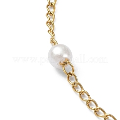 Glass Pearl Beaded Chain Bracelet&nbsp;X-BJEW-JB09432