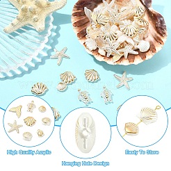 240 個 8 スタイル ABS プラスチック模造パールビーズ  混合図形  ゴールドライン入り  半分メッキ  ホワイト  10~20x9~20x3~7.5mm  穴：1.4~18mm  約30個/スタイル&nbsp;OACR-YW0004-46