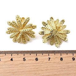 真鍮の花のスタッドピアス  長持ちメッキ  ラックめっき  ゴールドカラー  26x25.5mm&nbsp;EJEW-H171-02A-G