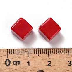 不透明なアクリルビーズ  キューブ  レッド  10.5x11x8mm  穴：1.2mm  約868~870個/500g&nbsp;SACR-Z010-01E