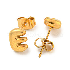 Chunk Letter 304 Stainless Steel Stud Earrings for Women&nbsp;LS-EJEW-G386-01E-G