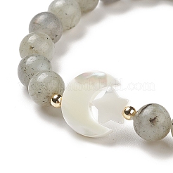 Natural Labradorite & Synthetic Hematite Stretch Bracelet&nbsp;BJEW-M236-01K