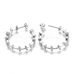 Brass Micro Pave Clear Cubic Zirconia Stud Earrings&nbsp;EJEW-N011-14P-NF