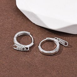 Zipper 925 Sterling Silver Micro Pave Clear Cubic Zirconia Hoop Earrings&nbsp;EJEW-K317-01P