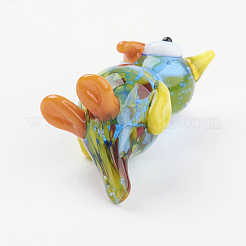 インテリアオーナメントパーツ  手作りランプワーク表示の装飾  鳥  カラフル  24~27x10~13x10~13mm&nbsp;LAMP-J084-15