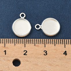 Flat Round Brass Pendant Cabochon Settings&nbsp;KK-K414-14B-S