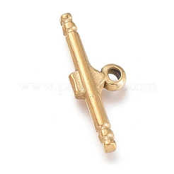 イオンプレーティング（IP）304ステンレススチールマンテルパーツ  バー  ゴールドカラー  19.5x7x2.5mm  穴：1.2mm&nbsp;STAS-M278-03G