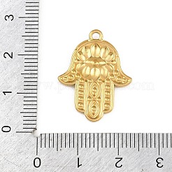 宗教 304 ステンレス ペンダント  ナザールボンジュウのチャームが付いたハムサの手  ゴールドカラー  24x19x2.5mm  穴：1.6mm&nbsp;SA-CBA31B1-02G