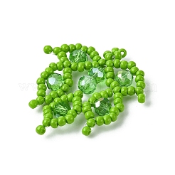 ガラスシードビーズの葉のペンダント  電気メッキガラスビーズ  ライムグリーン  29.5x29.5x4.5mm  穴：1.2mm&nbsp;PALLOY-MZ00527-03