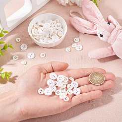 105Pcs 3 Styles Natural 4-Hole Freshwater Shell Buttons&nbsp;BUTT-TA0001-26