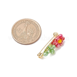 5色の花のガラスブローチ5個  バックパック用の真鍮製ラペルピン  ミックスカラー  11x27.5mm  1pc /カラー&nbsp;JEWB-TA00019