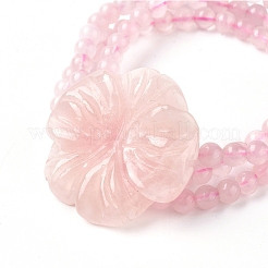 ナチュラルローズクオーツマルチ連ストレッチブレスレット  花  2-1/8インチ〜2-1/4インチ（5.5~5.8cm）&nbsp;BJEW-L672-A02