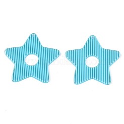 ストライプセルロースアセテート（樹脂）ペンダント  スター  シアン  36x37.5x2mm  穴：1.4mm&nbsp;KY-T040-51A