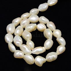 天然養殖淡水パールビーズ連売り  研磨両側  乳白色  9~10mm  穴：0.8~1mm  約32個/連  13.77インチ〜14.17インチ&nbsp;PEAR-L001-18-X