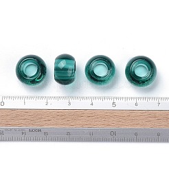 ガラスヨーロピアンビーズ  大穴ビーズ  ロンデル  ティール  14~15x10mm  穴：5~6.4mm&nbsp;GDA006-004