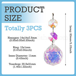 3Pcs Crystal Glass Hanging Sun Catcher&nbsp;AJEW-TADJ0001-08C