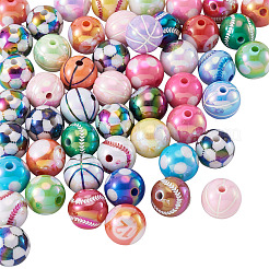 50Pcs 5 Styles Sport UV Plating Acrylic Beads Sets&nbsp;OACR-TA0004-14