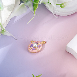 1Pc Brass Enamel Locket Pendants&nbsp;KK-TADJ0001-05A