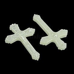 明るい透明なアクリルパーツ  暗闇で光る  クロス  ミントクリーム  39.5x24.5x4.5mm  穴：1.8mm  約550個/500g&nbsp;LACR-P001-01