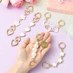 5個 5スタイル 合金 ホワイト エナメル バッグ延長チェーン  アブソリュートプラスチック模造パール  混合図形  ゴールドカラー  138~173mm  1個/スタイル&nbsp;FIND-CJ0004-46