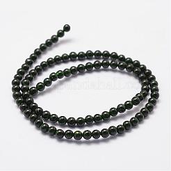 合成グリーンゴールドストーン金砂石ビーズ連売り  染め＆加熱  ラウンド  6mm  穴：1.2mm  64個/連  14.5~15インチ&nbsp;G-N0178-02-6mm