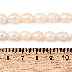 天然養殖淡水パールビーズ連売り  ライス  パパイヤホイップ  グレードAAA  7~8mm  穴：0.6mm  約36~46個/連  13.39~13.58''（34~34.5センチメートル）&nbsp;PEAR-F020-04A-3A