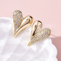 Brass Clear Cubic Zirconia Stud Earrings&nbsp;EJEW-Q014-37G