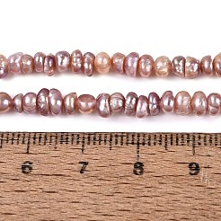 天然養殖淡水パール ビーズ 連  フラットラウンド  プラム  3~6.5x3~6.5x1.5~4mm  穴：0.6mm  約126~134個/連  13.58~13.98インチ（34.5~35.5cm）&nbsp;PEAR-N015-04C-01C