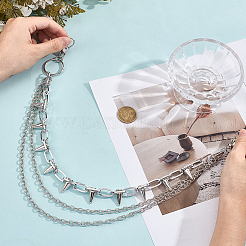 1Pc Unisex Rivet Alloy 3 Layered Waist Chain Belts&nbsp;AJEW-CY0002-26P