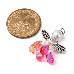 ガラスチャーム  天使  合金ビーズと304ステンレス鋼ループ付き  ミックスカラー  33x23.5x11.5mm  穴：3mm&nbsp;PALLOY-MZ00780