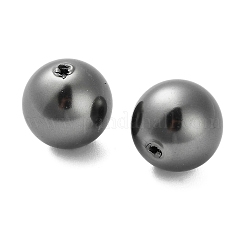 ベーキングペイント パール加工ガラスパールラウンドビーズ  半分穴を開けた  ブラック  14mm  穴：1.4mm&nbsp;HY-Q001-02C-05