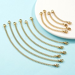 10連売り5スタイル304ステンレススチールチェーンエクステンダー  カーブチェーンとカニカン付き  18KGP本金メッキ  2連売り/スタイル&nbsp;STAS-LS0001-25G